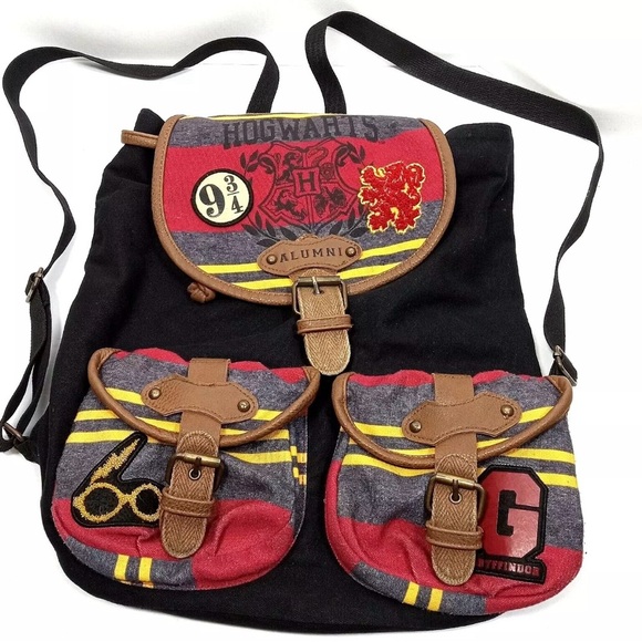 Harry Potter Hogwarts Gryffindor Black & Red Alumni 9 3/4 Backpack Bag Knapsack - Picture 1 of 10